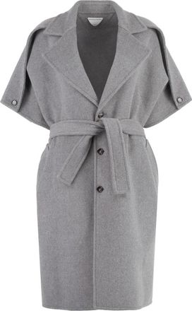 Bottega Veneta Wollen jas met kasjmier - Dames - Jas met riem - Grijs - 3XS - Wol - Jassen