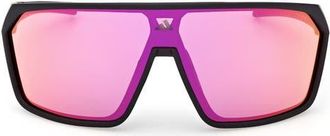 adidas 130mm Shield Sports Sunglasses in Matte Black /Mirror Violet at Nordstrom