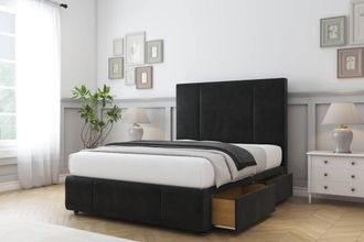 Comfort Beds Arya Plush Divan Base 2 Drawers - 26 Headboard-Footboard in Black | Size: Single