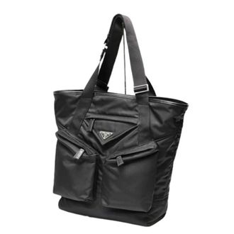Prada Pre-owned Tote Bags, unisex, Black, Size: ONE SIZE Pre-owned Nylon Tote Bag