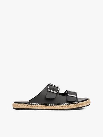 Tommy Hilfiger Jute Slip-On Sandals With Leather