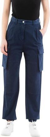 Moschino Rechte broek - Dames - Straight fit broeken - Blauw - S - Katoen - Broeken