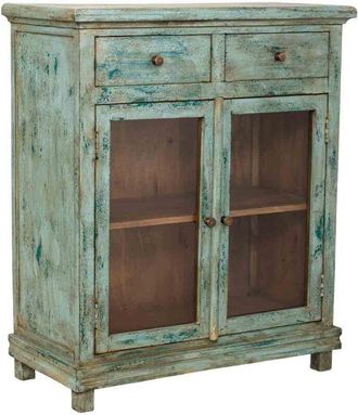 Wanderlust Deco Aparador De Madera Artesanal Turquesa 85x40x100h Cm