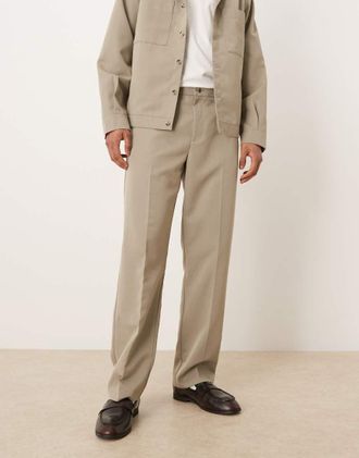 Asos Pantaloni dritti eleganti verde salvia in coordinato