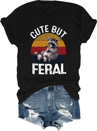 Generic 2025 Fashion T Shirt Ladies Tops Loose Tunnic Tee Cute But Feral Shirt Cute But Feral Tshirt Cute But Feral Raccoon Shirt Cute But Feral T Shirt Nurse