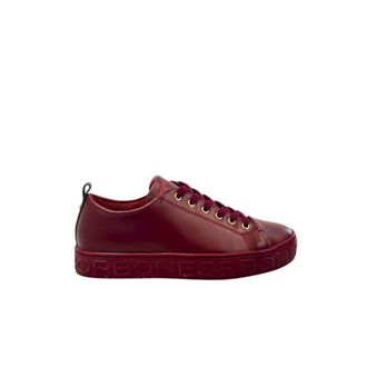 Borbonese Red Leather Women Sneaker with Platform Womens Sole