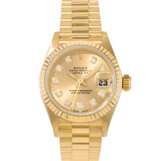 Rolex Pre-owned Rolex Datejust 26 Automatic Chronometer Diamond Gold Dial Ladies Watch 69178 CDP