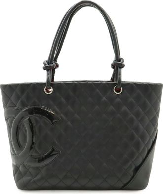 Chanel Black Pink White Cambon Ligne Shoulder Bag Tote Bag (Pre-Owned)