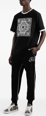 Dolce & Gabbana Mens T-shirt With Print And Embroidery - Black Cotton - Size EU 48 (Mens)