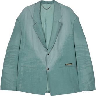 Martine Rose bleached-effect poplin blazer - unisex - Linen/Flax/Lyocell/Acetate/Viscose - 52 - Green