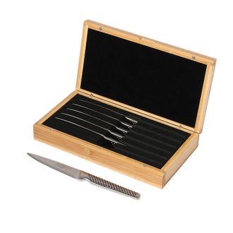Global 6-Piece Steak Knife Set with Bamboo Box