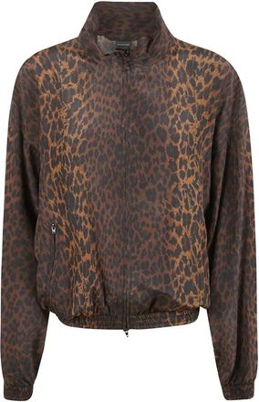 Balenciaga Jassen, Dames, Bruin, M, Leopardprint Jas met Rits
