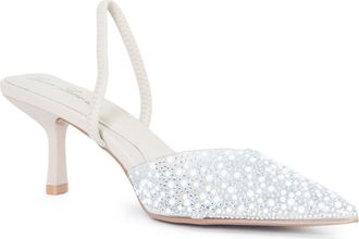 Lauren Lorraine Zing Embellished Slingback Mule in Light Nude Pearls at Nordstrom Rack, Size 7.5