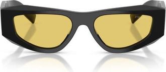 Prada 53mm Pillow Sunglasses in Black /Yellow at Nordstrom