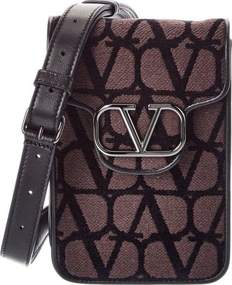 Valentino Vlogo Toile Iconographe Canvas & Leather Smartphone Case