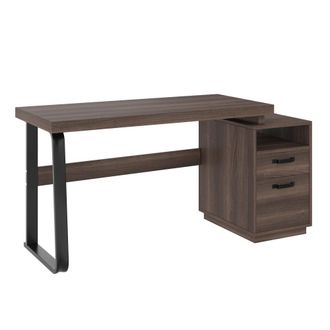 Urban Meuble Escritorio industrial efecto nogal con 2 cajones 161&times;54&times;76,4 cm