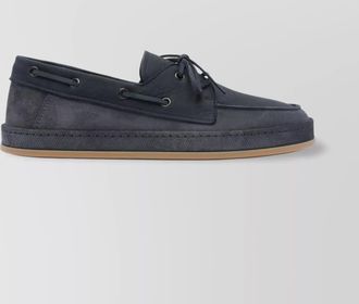 Hogan suede loafers with round toe and rubber sole
