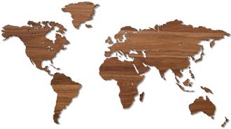 Wooden Amsterdam Weltkarte Wooden 216 x 108 cm - Nussbaum