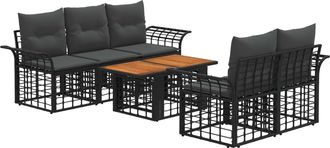 vidaXL Conjunto De Sof&aacute;s De Jard&iacute;n 6 Uds. Negro Y Gris Oscuro Vidaxl