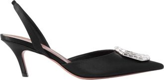 Amina Muaddi Camelia 60 Satin Slingback Pumps, Brand Size 35 ( US Size 5 )