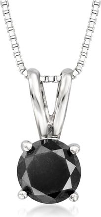 Ross-Simons Black Diamond Solitaire Necklace in Sterling Silver