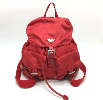 Prada Red Color Nylon Backpack (Pre-Owned)