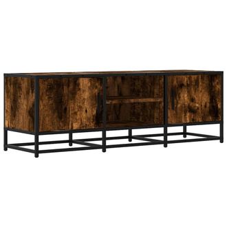 Berkfield Home TV Cabinet Smoked Oak 120x35x41 cm Engineered Wood & Metal in Brown | Size: 120 x 35 x 41 cm