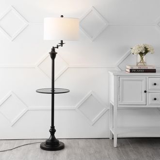 Jonathan Y Designs Cora 60 Metal/Glass LED Side Table and Floor Lamp