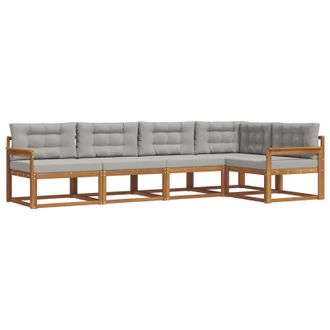 vidaXL Conjunto De Sof&aacute;s De Exterior 5 Pcs Natural Y Gris Claro Vidaxl