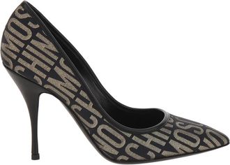 Moschino Zwart en Goud Logo Lurex Pump - Dames - Pumps - Veelkleurig - 37 EU - Katoen - Schoenen
