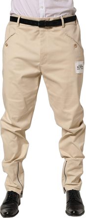 Dolce & Gabbana Beige Re-Editon Mid Waist Tapered Men Pants Cotton Elastane