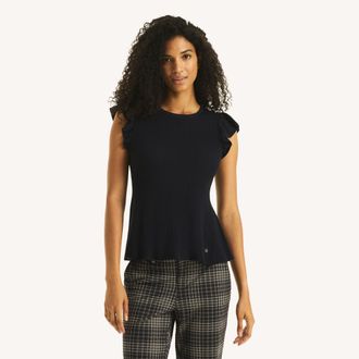 Nautica Womens Flutter Sleeve Sweater