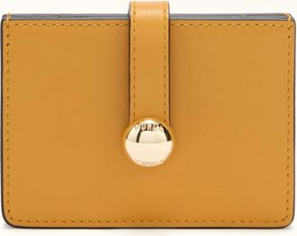 Furla Sfera Porta Carte Di Credito M Senape Pelle Di Vitello Morbida Donna