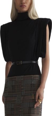 MUGLER Sleeveless High-Neck Top - Black
