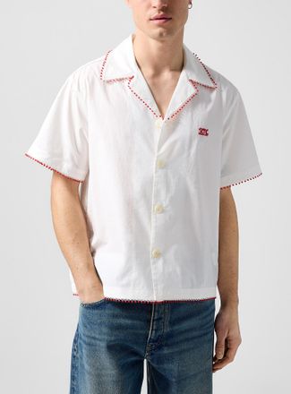 Bode Mens Redbud lace trim cabana shirt