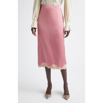 Valentino Lace Trim Satin Cady Slip Skirt in Dusty Rose at Nordstrom, Size 8 Us