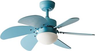 Beliani Ventilador de techo con luz con mando LED Azul