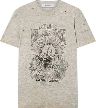 Golden Goose Journey Ms T-shirt Regular Cotton Slub Jersey Vintage Treatment With Print