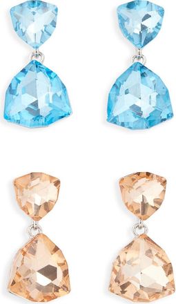 Tasha Set of 2 Trillion Cut Crystal Drop Earrings in Blue/Champagne at Nordstrom Rack