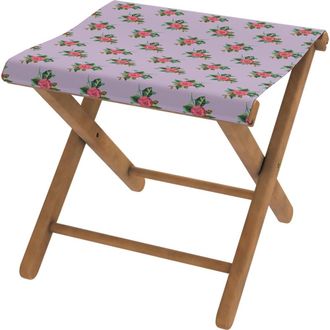 Vent de Boh&egrave;me Taburete plegable de eucalipto y tela outdoor floral lila
