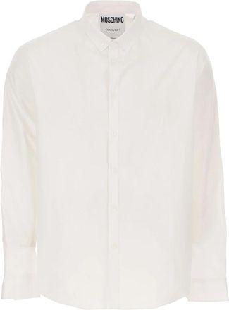 Moschino Witte Katoenen Maxi Label Shirt - Heren - Casual Overhemden - Wit - 3XL - Katoen - Overhemden