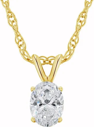 Pompeii3 1/3Ct Lab Grown Oval Diamond Solitaire Pendant Yellow Gold Necklace