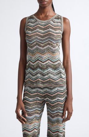 Missoni Sequin Metallic Jacquard Sleeveless Sweater in Black Multi at Nordstrom, Size 38