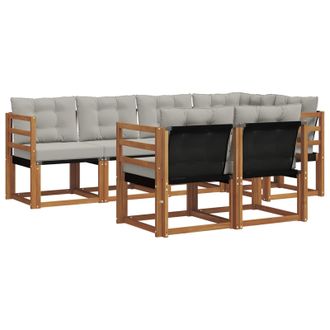 vidaXL Conjunto De Sof&aacute;s De Exterior 7 Pcs Gris Natural Y Claro Vidaxl