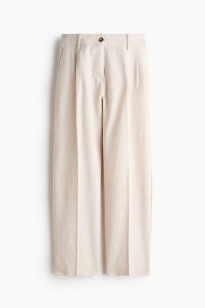 H&M Tapered Linen-blend Trousers in Light Beige at Nordstrom, Size 12