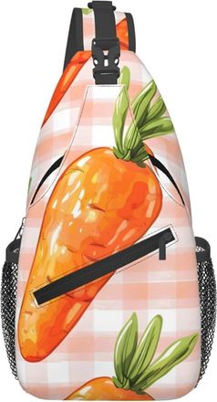 Generic Carrots Check Pattern Sling Bag Trendy Cross Body Bag Anti Theft Backpack For Men Outdoors Camping