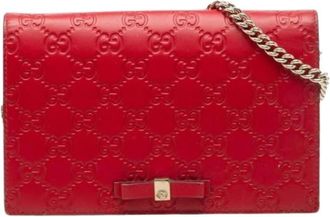 Gucci Pre-owned Cross Body Bags, female, Red, Size: ONE SIZE Pre-owned Guccissima Shoulder Bag