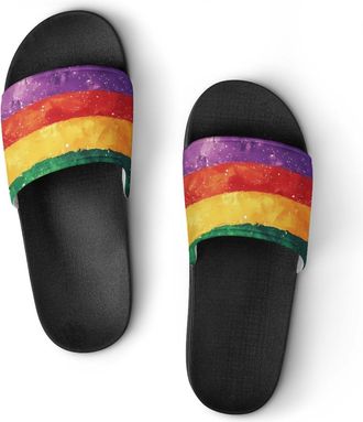 Generic Rainbow Flag LGBTQ G-alaxy Shower Shoes Slipper for Women Men Beach Slippers Quick Drying Non Slip Open-Toe Sandals