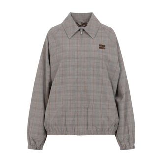 Miu Miu Prince of Wales Blousonjack - Dames - Jassen - Bruin - Maat: M Wol