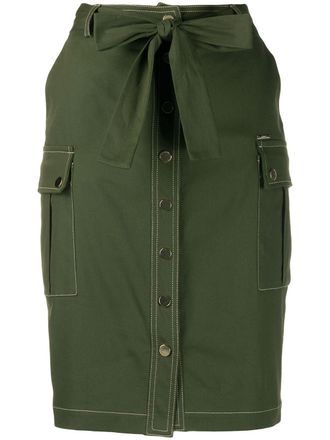 Liu Jo buttoned straight skirt - women - Cotton/Polyester/Spandex/Elastane/Acetate - 42 - Green